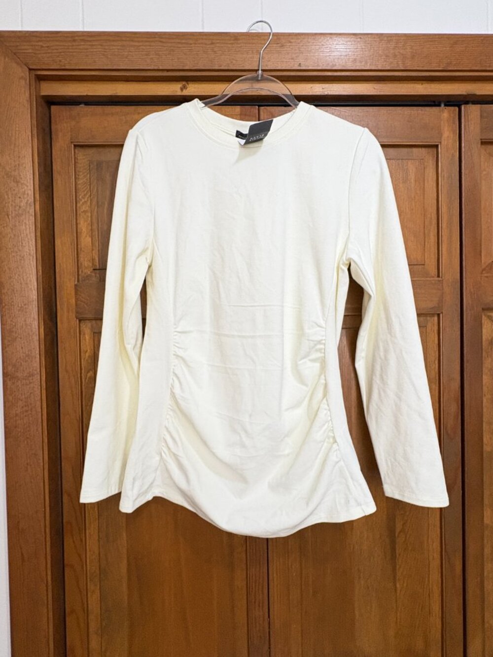 Buckle Black Cream Ruched Long Sleeve Top XL NWT Fitted Stretch